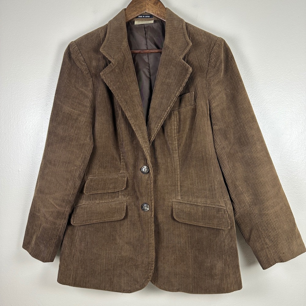 Vintage Women's 18 Blazer Brown Corduroy Two Button Made in Japan Jacket